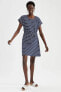 Фото #2 товара Çizgili Beli Bağcıklı Yazlık Mini Elbise