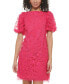 Women's 3D Floral-Appliquéd Puff-Sleeve Dress