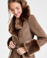 ფოტო #3 პროდუქტის Women's Faux-Fur-Trim Belted Wrap Coat