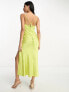 Фото #3 товара ASOS DESIGN satin corset detail plunge midi dress in lime green