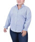 ფოტო #1 პროდუქტის Plus Size Long Sleeve Button Front Blouse