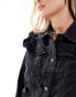 DTT Ciara denim jacket with frill detail in black