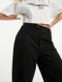 Stradivarius tailored straight leg trouser in black