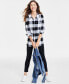 ფოტო #1 პროდუქტის Women's Cotton Flannel Plaid Tunic Shirt, Created for Macy's