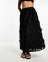 Miss Selfridge 3D floral maxi skirt in black Черный, 34 - фото #1