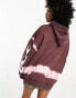 ASOS DESIGN oversized tie dye hoodie with ohio graphic in burgundy