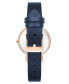 ფოტო #2 პროდუქტის Women's Quartz Navy Faux Leather Band Watch, 36mm