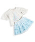 ფოტო #4 პროდუქტის Toddler & Little Girls 2-Pc. Minnie Mouse Kindness Printed Flutter-Sleeve T-Shirt & Tulle Skirt Set