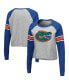 Фото #1 товара Women's Heathered Gray and Royal Florida Gators Decoder Pin Raglan Long Sleeve T-shirt