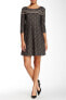 Фото #1 товара Max Studio Womens Black/Beige 3/4 Sleeve Devore A-Line Dress Size X-Small