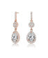 Фото #1 товара Sterling Silver with Rose Gold Plated Clear Pear with Round Cubic Zirconia Halo and Cluster Accent Drop Earrings