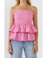 Фото #1 товара Women's Lace Smocked Knit Ruffled Tube Top