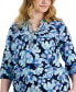 Фото #3 товара Plus Size 100% Linen Embellished Split-Neck Tunic Top, Created for Macy's