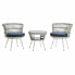 Фото #1 товара Набор стол и 2 кресла DKD Home Decor Синий Белый Синий/Белый Стеклянный Сталь синтетический ротанг 65 x 65 x 68 cm