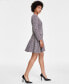 ფოტო #4 პროდუქტის Petite V-Neck Long-Sleeve Fit & Flare Dress