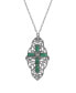 Фото #1 товара Symbols of Faith pewter Green Stone Cross Necklace