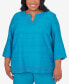 Фото #1 товара Plus Size Tradewinds Lace Texture Notched Top