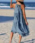 Women's Slate Smocked & Ruffled Dress