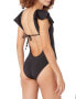 Фото #2 товара Trina Turk 300218 Women's Standard Monaco Flutter One Piece Swimsuit Black, 12