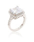 Suzy Levian Sterling Silver White Assher Cubic Zirconia Engagement Ring