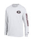 ფოტო #2 პროდუქტის Men's White Georgia Bulldogs Team Stack Long Sleeve T-shirt