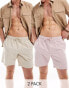 Фото #1 товара ASOS DESIGN 2 pack swim shorts in mid length in stone/pink