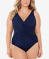 Plus Size Allover-Slimming Crossover One-Piece Swimsuit