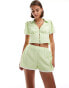 Miss Selfridge gingham lace trim shorts in green