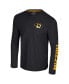 Фото #2 товара Men's Black Missouri Tigers Logo Lockup 3-Hit Active Blend Long Sleeve T-Shirt