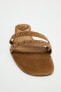 Split suede flat slider sandals