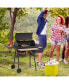 Фото #2 товара 48" Steel Portable Backyard Charcoal BBQ Grill and Offset Smoker Combo with Wheels