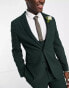 Фото #4 товара ASOS DESIGN wedding super skinny suit jacket in micro texture in forest green