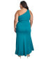 Фото #4 товара Plus Size Ruched One-Shoulder Gown