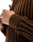 Фото #2 товара ASOS DESIGN knitted plated rib cardigan in brown