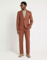 Фото #3 товара River Island linen slim suit jacket in rust