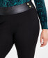 Фото #4 товара Plus Size Mixed-Media Ponte Skinny Pants, Created for Macy's