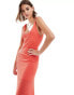 Фото #3 товара ASOS DESIGN crochet twisted strap maxi dress in coral