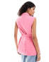 ASOS DESIGN sleeveless tailored blazer with tie waist in soft pink Розовый, XS - EU 32-34 - фото #6