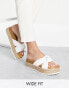 Фото #1 товара ASOS DESIGN Wide Fit Teegan knotted flatform sandals in white