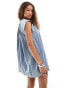 Free People smock mini dress in blue denim