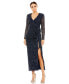 ფოტო #1 პროდუქტის Women's Long Sleeve V-Neck Sequin Dress