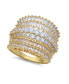 ფოტო #1 პროდუქტის Cubic Zirconia Multi Row Princess, Baguette & Pave Band (4-1/5 ct. t.w.) in Sterling Silver or 18k Gold over Silver