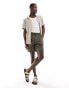 Фото #1 товара ONLY & SONS pull on linen mix short in khaki stripe