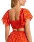 ფოტო #2 პროდუქტის Women's Flutter-Sleeve Cotton Crop Top