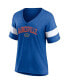 ფოტო #3 პროდუქტის Women's Heathered Royal Florida Gators Arched City Sleeve-Striped Tri-Blend V-Neck T-shirt