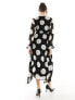 Фото #5 товара New Look long sleeve chiffon midi dress in polka dot