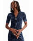 ფოტო #5 პროდუქტის Women's Denim midi dress