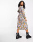 Фото #3 товара Monki long sleeve midi dress in multi floral print