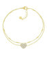 ფოტო #1 პროდუქტის Double Row Clear Cubic Zirconia Heart Anklet in Silver Plate