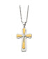 ფოტო #3 პროდუქტის Polished Yellow IP-plated Cross Pendant Ball Chain Necklace